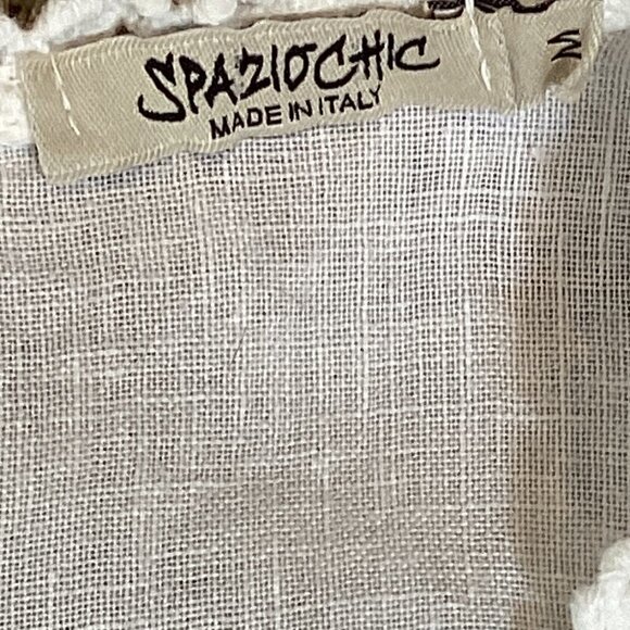 SPAZIOCHIC Italy 100% Linen Sleeveless Tank Top M Ruffle Embroidery Cutouts 271G - Picture 6 of 8